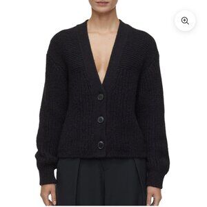 Closed dark gray/black chunky knit V-neck  alpaca Sweater/cardigan SZ XS